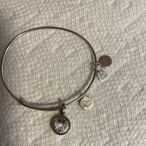 ALEX AND ANI April Birthstone Charm Bangle BRACELET, Clear Crystal